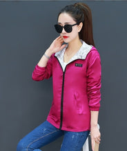 Load image into Gallery viewer, Spring Autumn Fashion women Bomber women Jacket Pocket Zipper Hooded Two Side Wear Outwear Loose Plus Size Windbreaker Famale