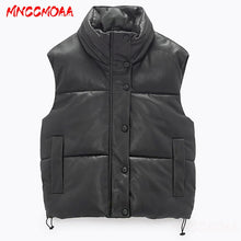 Load image into Gallery viewer, New Autumn Winter Black Warm Faux Leather Vest Women Fashion Zipper Sleeveless Coat Tops Female Casual Short Outwear Ladies