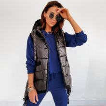 Load image into Gallery viewer, Cotton Jacket sleeveles Jacket 2020 Winter New Ladies Hooded Sleeveless Cotton Jacket Top Fashion Solid Color Quilted Jacket