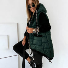 Load image into Gallery viewer, Cotton Jacket sleeveles Jacket 2020 Winter New Ladies Hooded Sleeveless Cotton Jacket Top Fashion Solid Color Quilted Jacket
