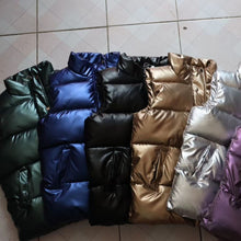 Load image into Gallery viewer, Plus size women autumn waistcoat Glossy bright 2020 vest winter Warm new Korean down vest  sleeveless jacket 3XL,4XL,black,blue
