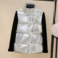 Load image into Gallery viewer, Plus size women autumn waistcoat Glossy bright 2020 vest winter Warm new Korean down vest  sleeveless jacket 3XL,4XL,black,blue
