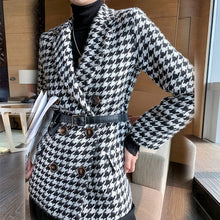 Load image into Gallery viewer, Winter jacket new Korean version with waist bag houndstooth woolen coat suit thick and loose
