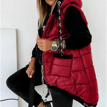 Load image into Gallery viewer, Cotton Jacket sleeveles Jacket 2020 Winter New Ladies Hooded Sleeveless Cotton Jacket Top Fashion Solid Color Quilted Jacket
